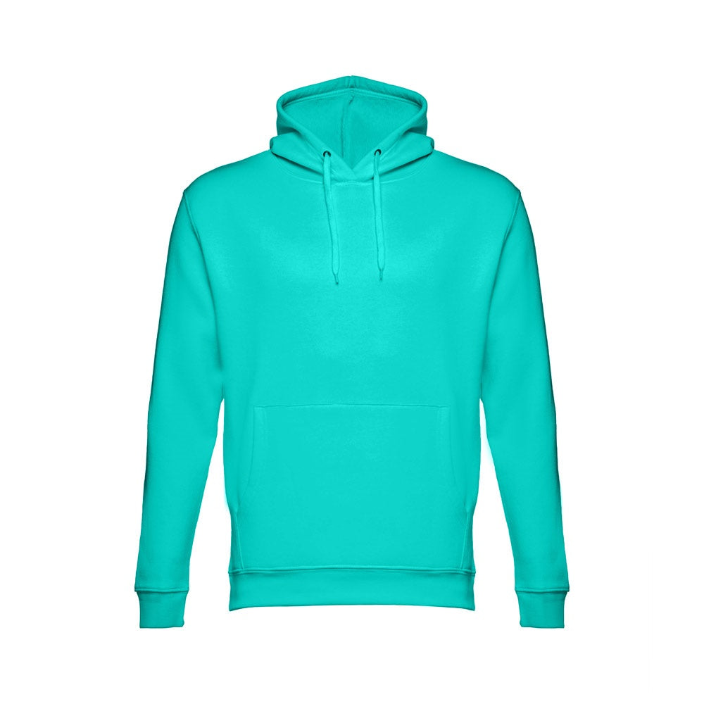 THC PHOENIX promotional hoodie in turquoise green with custom logo branding