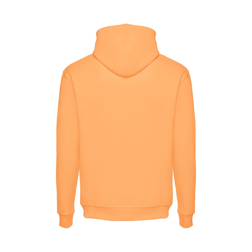 THC PHOENIX promotional hoodie in coral orange (detail view) with custom logo branding