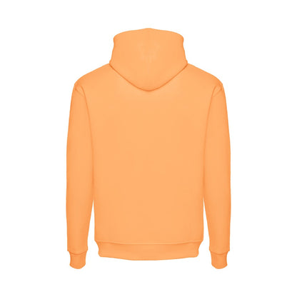 THC PHOENIX promotional hoodie in coral orange (detail view) with custom logo branding