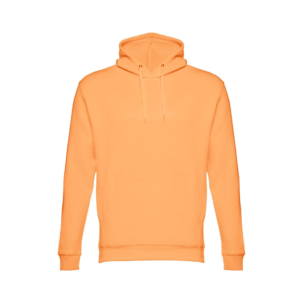 THC PHOENIX promotional hoodie in coral orange with custom logo branding