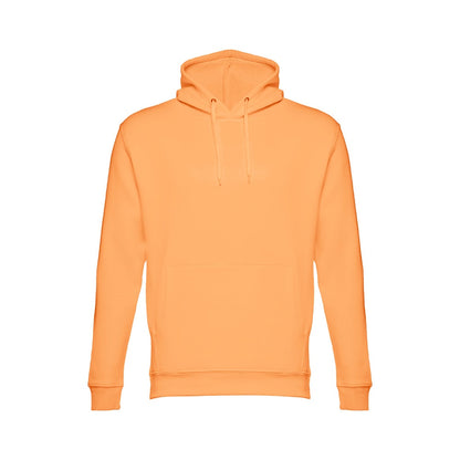 THC PHOENIX promotional hoodie in coral orange with custom logo branding