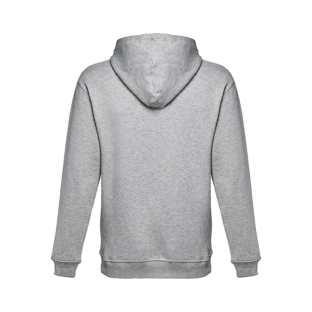 THC PHOENIX promotional hoodie in heather light grey (detail view) with custom logo branding