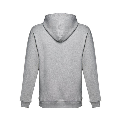 THC PHOENIX promotional hoodie in heather light grey (detail view) with custom logo branding