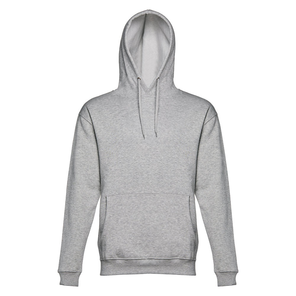 THC PHOENIX promotional hoodie in heather light grey (detail view) with custom logo branding