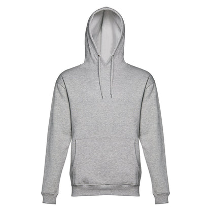 THC PHOENIX promotional hoodie in heather light grey (detail view) with custom logo branding