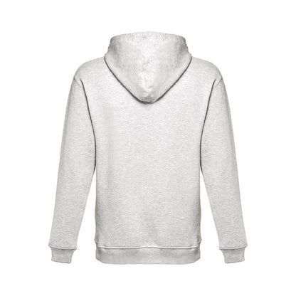 THC PHOENIX promotional hoodie in melange white (detail view) with custom logo branding