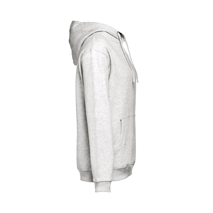 THC PHOENIX promotional hoodie in melange white (detail view) with custom logo branding