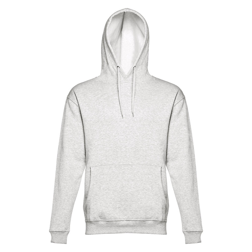 THC PHOENIX promotional hoodie in melange white (detail view) with custom logo branding