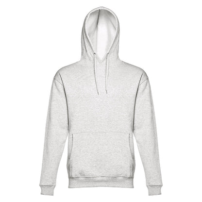 THC PHOENIX promotional hoodie in melange white (detail view) with custom logo branding