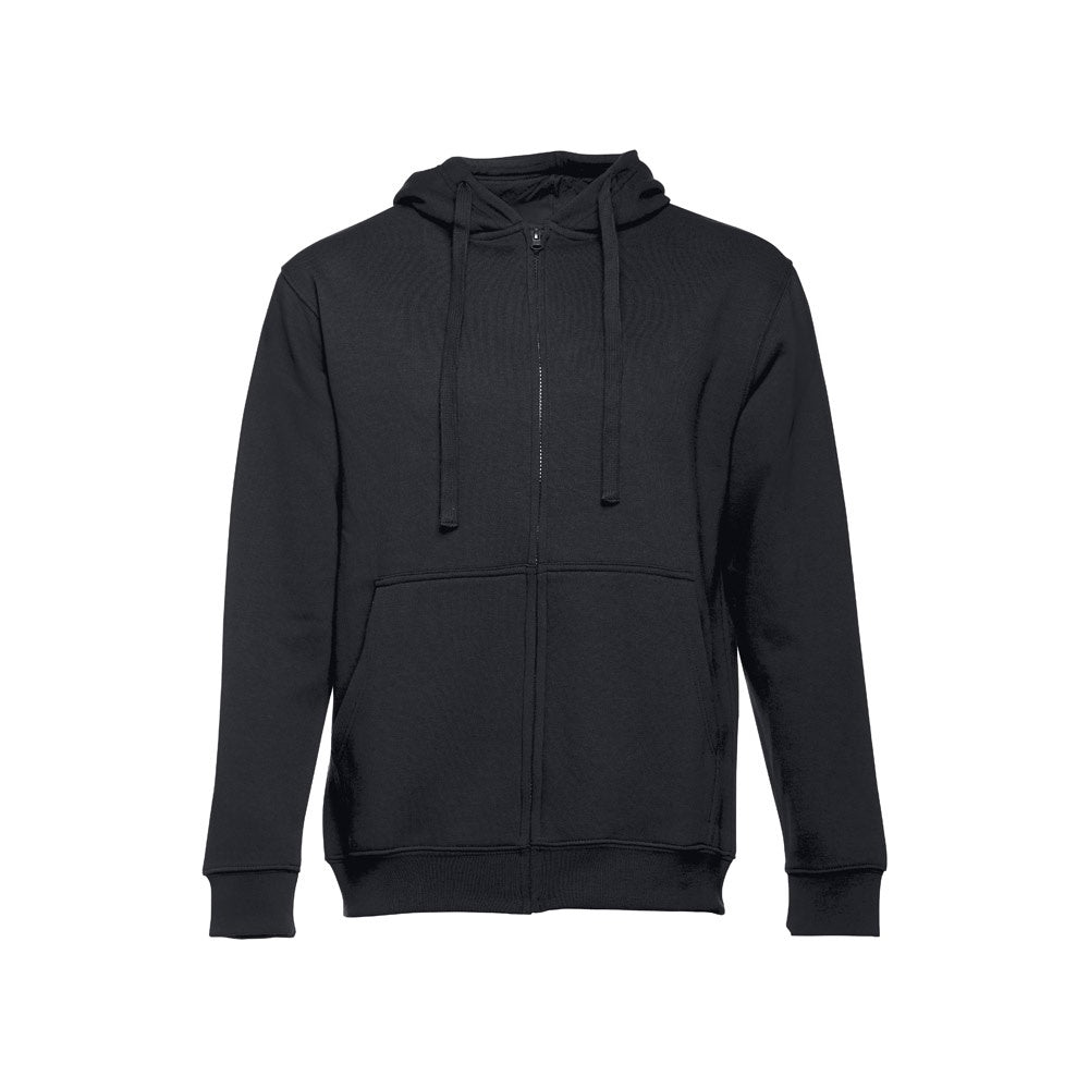 THC AMSTERDAM promotional hoodie in black with custom logo branding