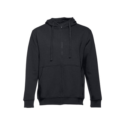 THC AMSTERDAM promotional hoodie in black with custom logo branding