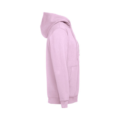 THC AMSTERDAM promotional hoodie in lilac (detail view) with custom logo branding