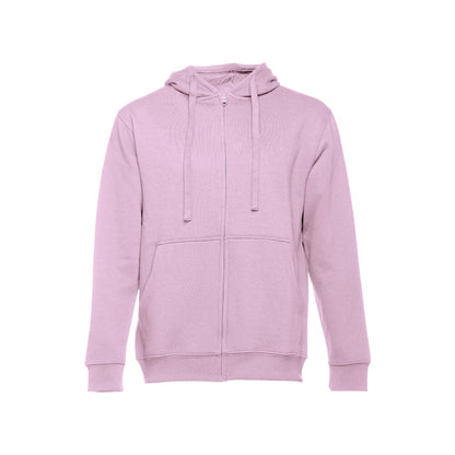 THC AMSTERDAM promotional hoodie in lilac with custom logo branding