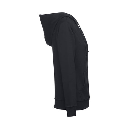 THC AMSTERDAM WOMEN promotional hoodie in black (detail view) with custom logo branding