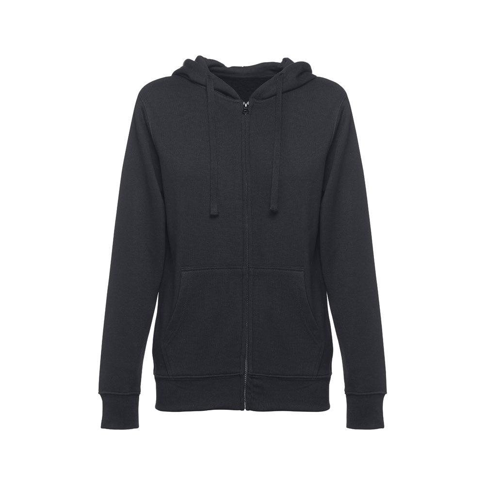 THC AMSTERDAM WOMEN promotional hoodie in black with custom logo branding