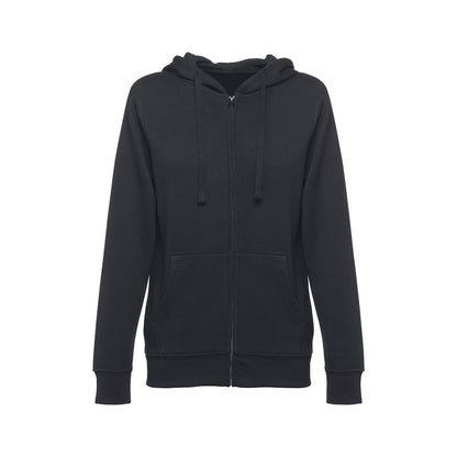 THC AMSTERDAM WOMEN promotional hoodie in black with custom logo branding