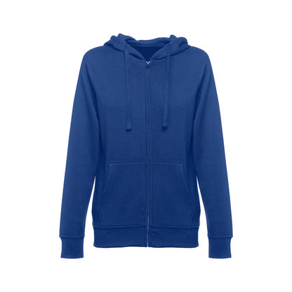 THC AMSTERDAM WOMEN promotional hoodie in royal blue with custom logo branding
