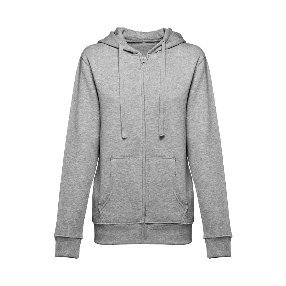 THC AMSTERDAM WOMEN promotional hoodie in heather light grey with custom logo branding