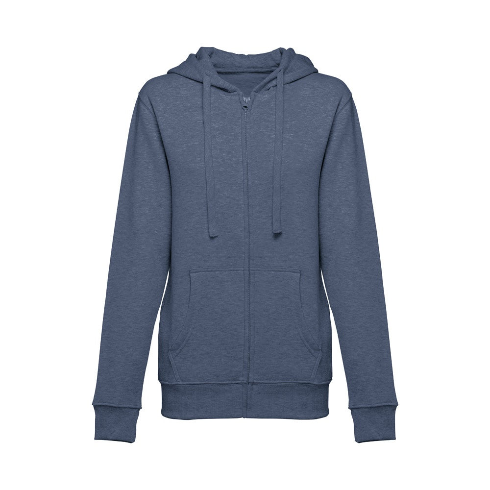 THC AMSTERDAM WOMEN promotional hoodie in heather blue with custom logo branding