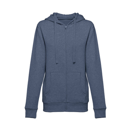 THC AMSTERDAM WOMEN promotional hoodie in heather blue with custom logo branding