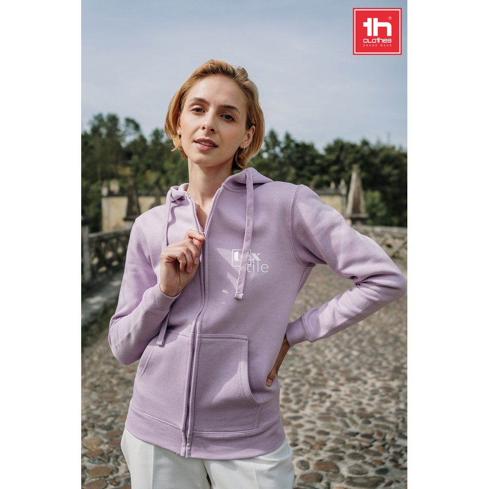 THC AMSTERDAM WOMEN promotional hoodie (complete set view) with custom logo branding