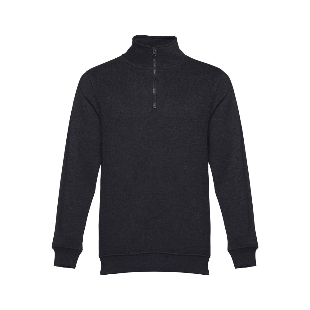 THC BUDAPEST promotional sweatshirt in black (detail view) with custom logo branding