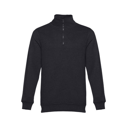 THC BUDAPEST promotional sweatshirt in black (detail view) with custom logo branding