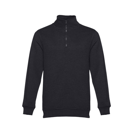 THC BUDAPEST promotional sweatshirt in black (detail view) with custom logo branding