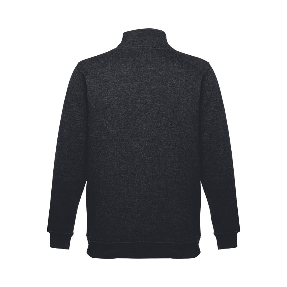 THC BUDAPEST promotional sweatshirt in black (detail view) with custom logo branding