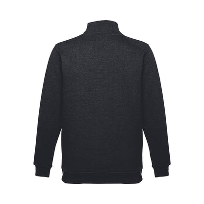 THC BUDAPEST promotional sweatshirt in black (detail view) with custom logo branding