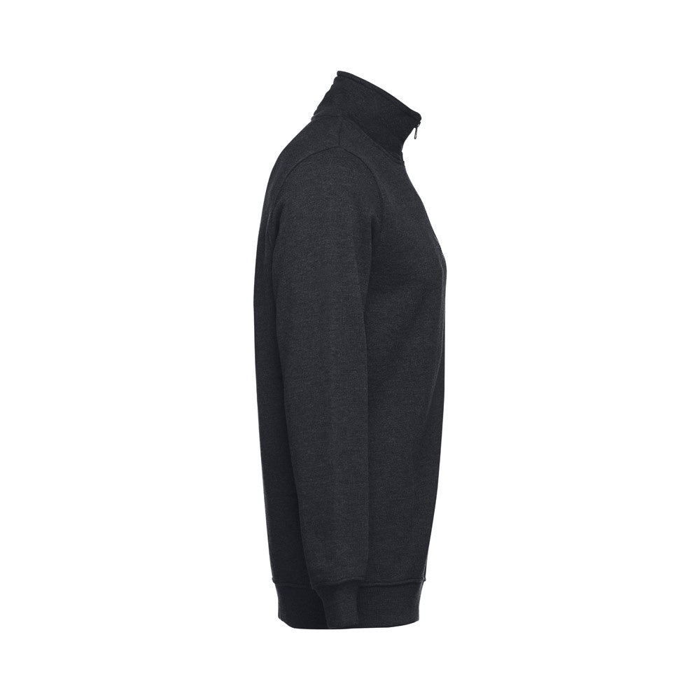 THC BUDAPEST promotional sweatshirt in black (detail view) with custom logo branding