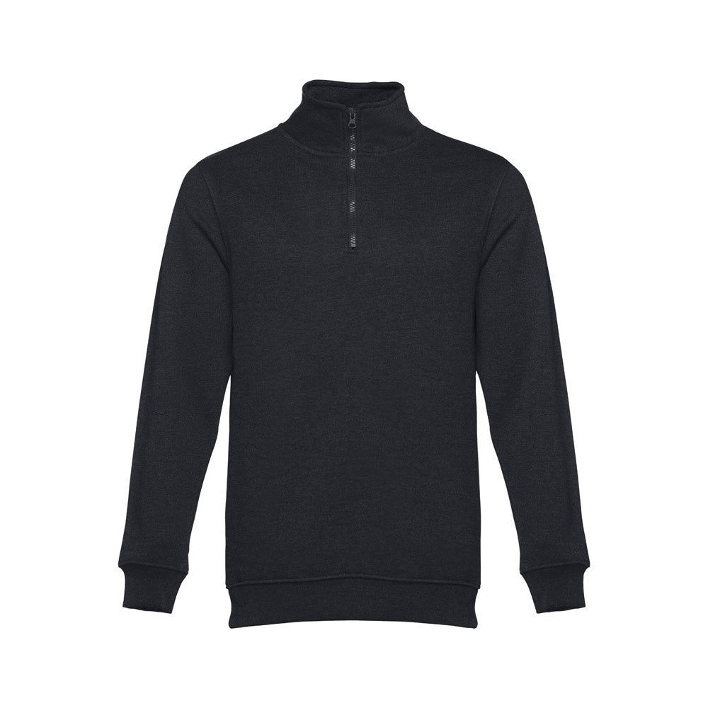 THC BUDAPEST promotional sweatshirt in black with custom logo branding