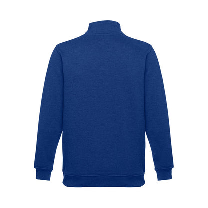 THC BUDAPEST promotional sweatshirt in royal blue (detail view) with custom logo branding