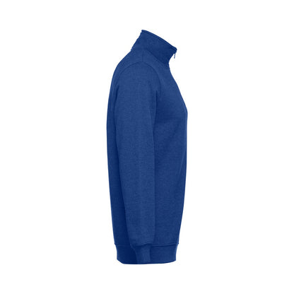 THC BUDAPEST promotional sweatshirt in royal blue (detail view) with custom logo branding