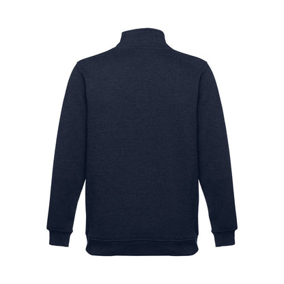 THC BUDAPEST promotional sweatshirt in navy blue (detail view) with custom logo branding