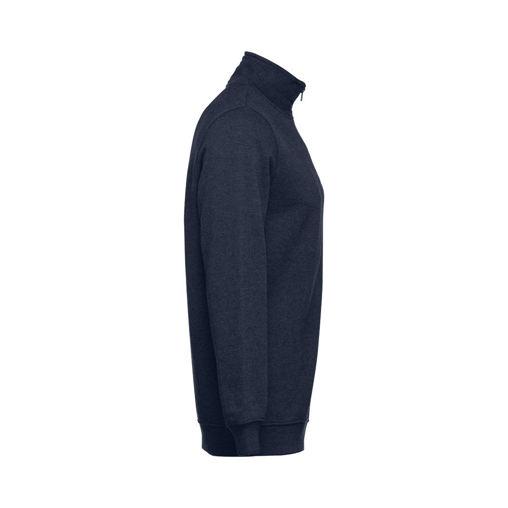 THC BUDAPEST promotional sweatshirt in navy blue (detail view) with custom logo branding