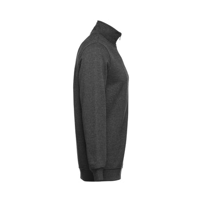 THC BUDAPEST promotional sweatshirt in heather anthracite (detail view) with custom logo branding