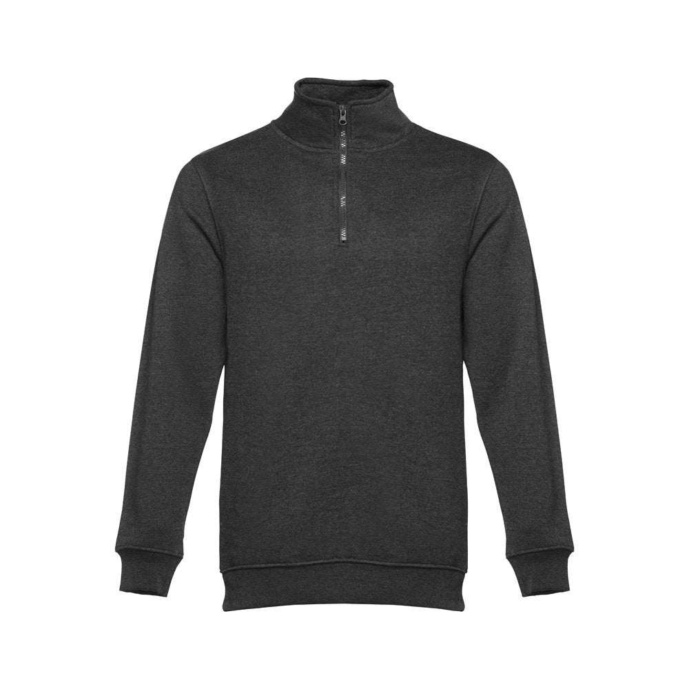 THC BUDAPEST promotional sweatshirt in heather anthracite with custom logo branding