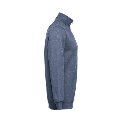 THC BUDAPEST promotional sweatshirt in heather blue (detail view) with custom logo branding