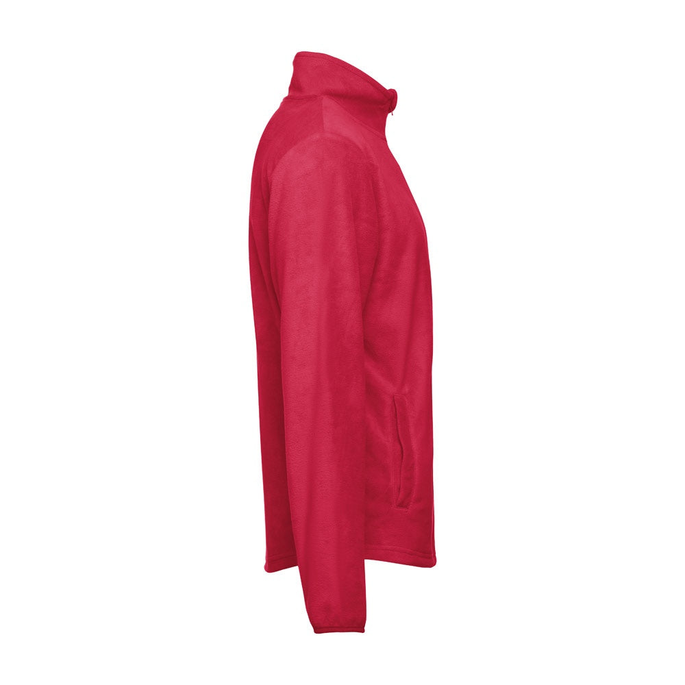 THC HELSINKI promotional jacket in red (detail view) with custom logo branding
