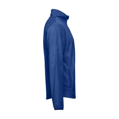 THC HELSINKI promotional jacket in royal blue (detail view) with custom logo branding