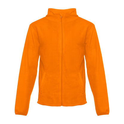THC HELSINKI promotional jacket in orange (detail view) with custom logo branding