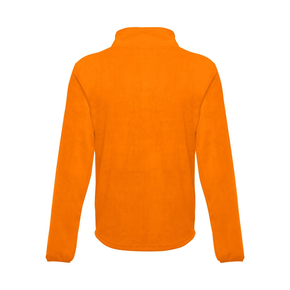 THC HELSINKI promotional jacket in orange (detail view) with custom logo branding