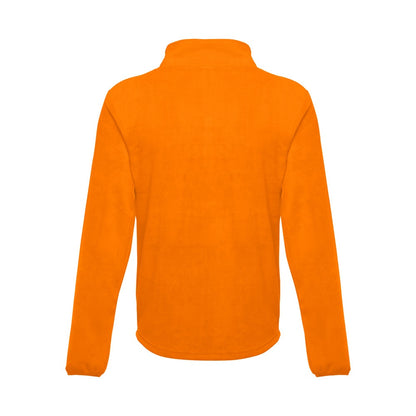 THC HELSINKI promotional jacket in orange (detail view) with custom logo branding
