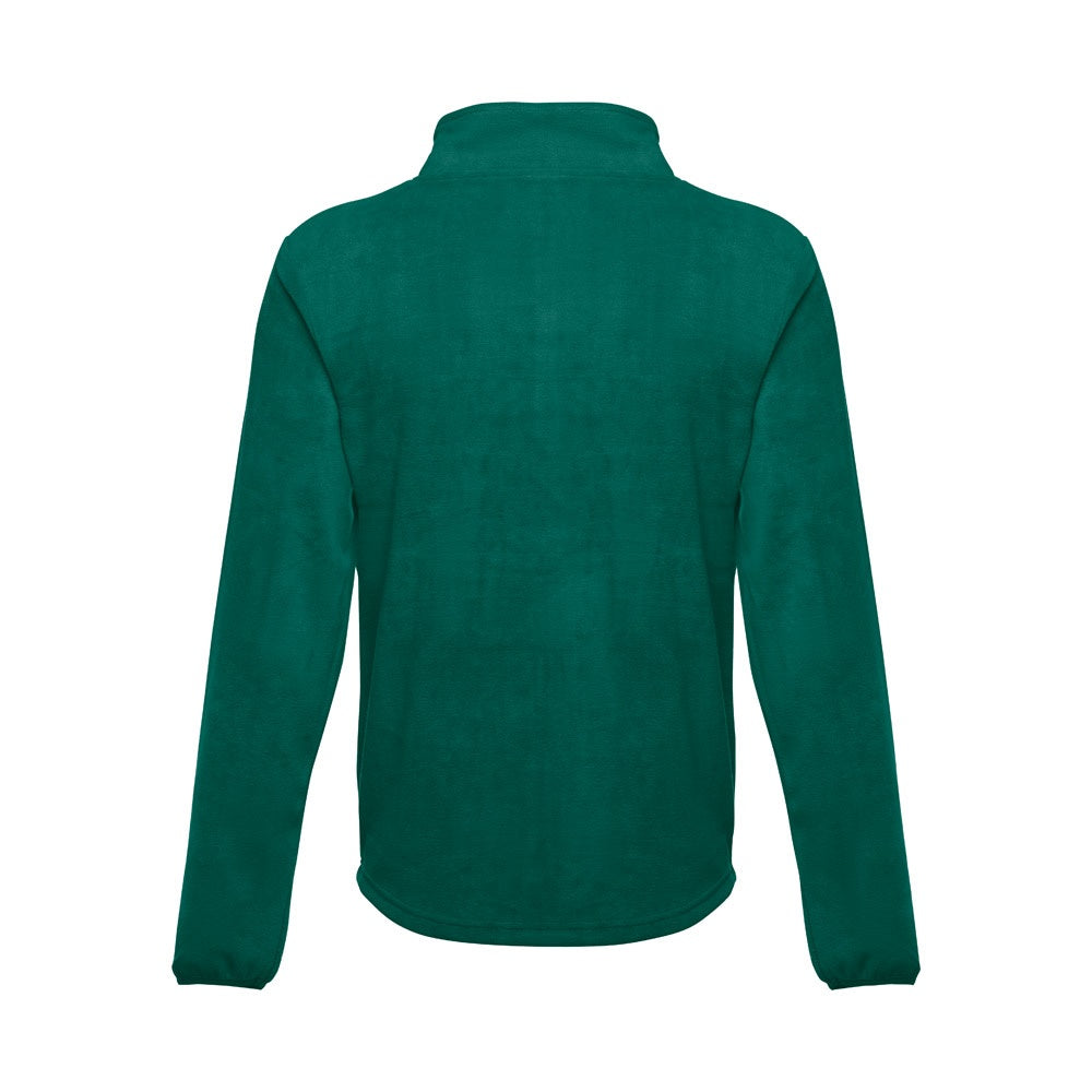 THC HELSINKI promotional jacket in dark green (detail view) with custom logo branding