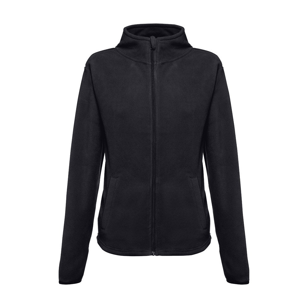 THC HELSINKI WOMEN promotional jacket in black (detail view) with custom logo branding