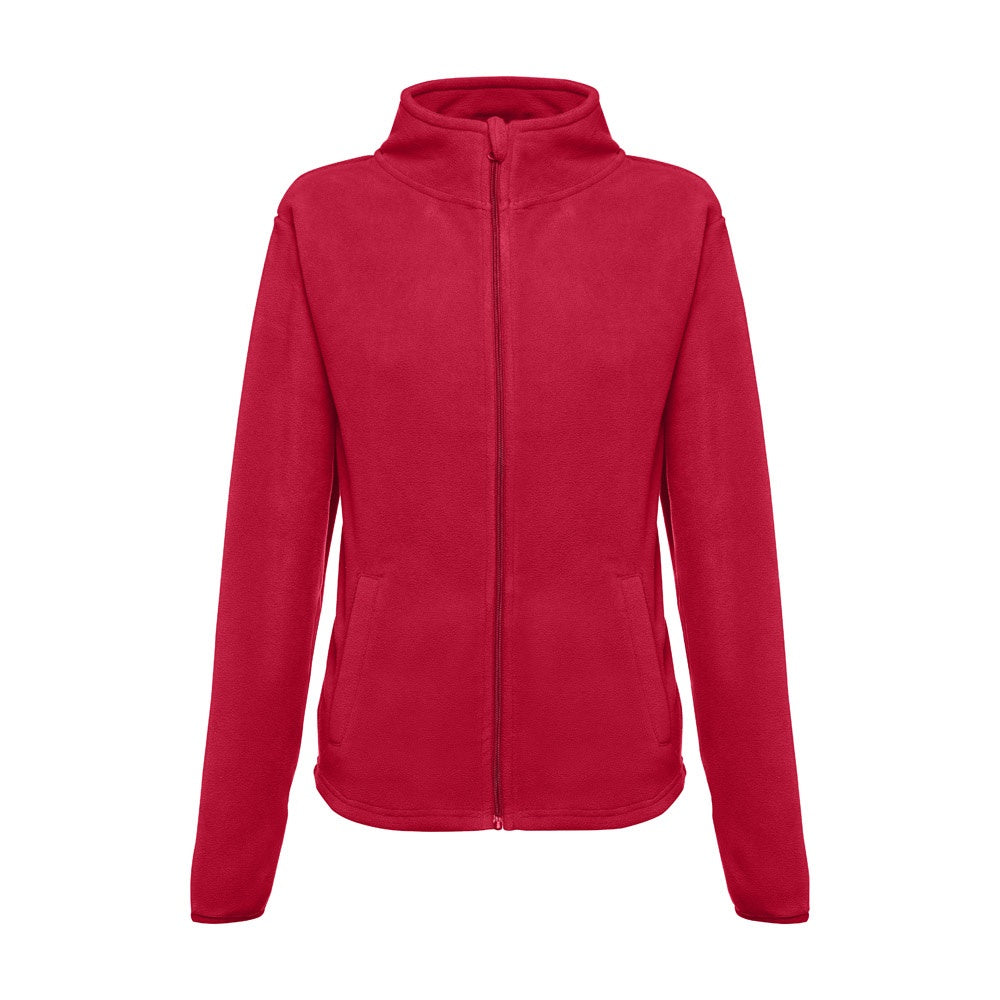 THC HELSINKI WOMEN promotional jacket in red (detail view) with custom logo branding