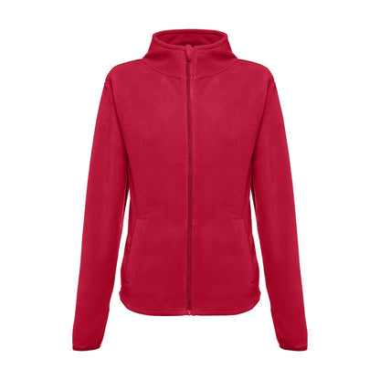 THC HELSINKI WOMEN promotional jacket in red (detail view) with custom logo branding