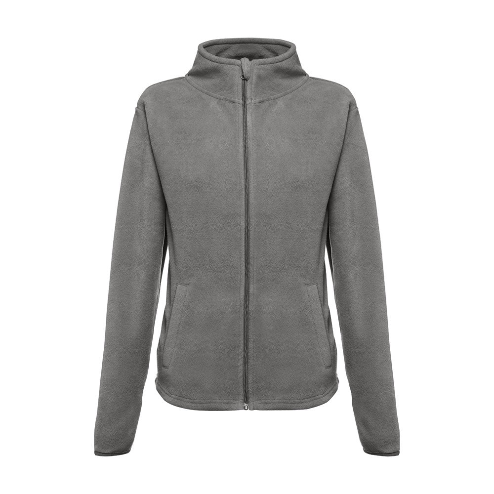 THC HELSINKI WOMEN promotional jacket in grey (detail view) with custom logo branding