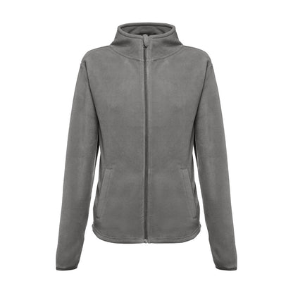 THC HELSINKI WOMEN promotional jacket in grey (detail view) with custom logo branding